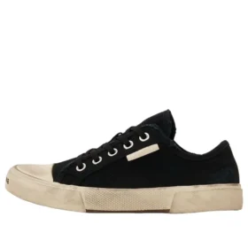 Paris Low Top Sneakers “Sort slidt bomuld og hvid gummi” 688757W3RC21090 Paris Low Top Sneakers “Sort slidt bomuld og hvid gummi” 688757W3RC21090