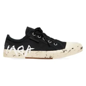 Paris Low Top Sneakers “Sort, slidt bomuld og hvid gummi med graffiti” 688754W3RR51099