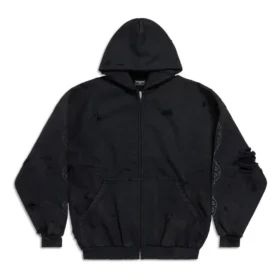 Paris Moon yderbeklædning, hættetrøje med lynlås, oversized “Black” 744444TOVE51055