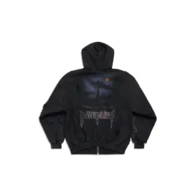 Paris Moon yderbeklædning, hættetrøje med lynlås, oversized “Black” 744444TOVE51055