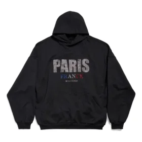 Paris Strass-hættetrøje i Large-pasform “Black” 803265TRVL41000