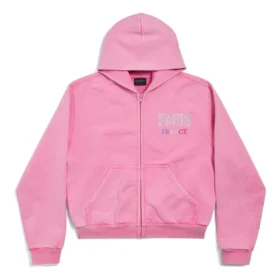 Paris Strass hættetrøje med fuld lynlås, small fit “Faded Pink” 811611TRVL49568