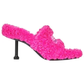 Pelsbeklædte 80 mm højhælede sandaler “Pink” 656632W2DO15096