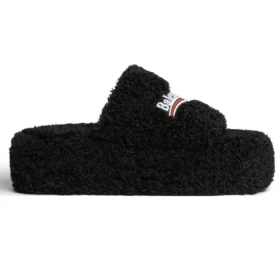 Pelsbeklædte platform-sandaler “Black” 762826W2DO11096