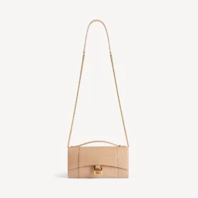 Pochette til kvinder i Hourglass-form med kæde i nude