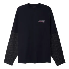 Political Campaign T-shirt in layered-on-layered style, oversized “Black” 698631TKVJ19070