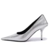 Prægede pumps med firkantet snude “Silver” 572879WBB208100