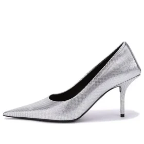 Prægede pumps med firkantet snude “Silver” 572879WBB208100