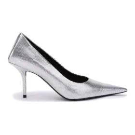Prægede pumps med firkantet snude “Silver” 572879WBB208100