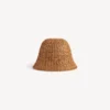 Raffia-buckethat til kvinder i beige