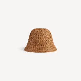 Raffia-buckethat til kvinder i beige