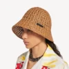 Raffia-buckethat til kvinder i beige