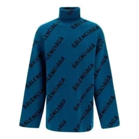 Rullekravesweater med logo overalt “Petrol Blue” 657402T15672470