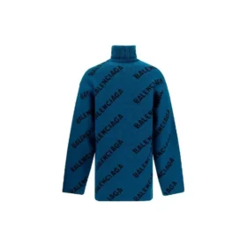 Rullekravesweater med logo overalt “Petrol Blue” 657402T15672470