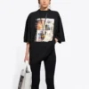 Rundhalset T-shirt med tryk, sort 641532TJVG81000