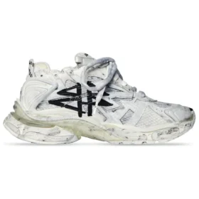 Runner Graffiti Sneakers “Black and White Mesh and Nylon” 677403W3RBQ9010