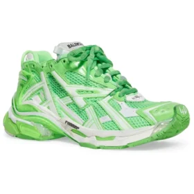Runner Sneakers “White Fluo Green Mesh and Nylon” 677403W3RBM3590