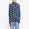 Scribble Logo kortærmet skjorte, Large Fit “Midnight Blue” 662983TLLJ48502