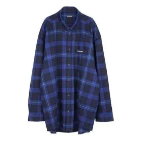 Skjorte i ternet bomuldstwill »Blue« 625548T1M194450