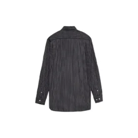 Skjorte med logo på brystet, nålestribet logo og knapper “Black” 583989TGM041070