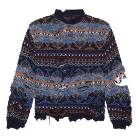Slidt Fair Isle-trøje i uldblanding “Blue” 662518T16028088