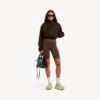 Sømløse techwear-cykelshorts til kvinder i farven moka