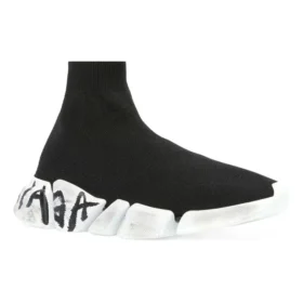 Speed 2.0 Graffiti-sneakers “Sort genanvendt strik og hvid sål” 617196W2DD41091