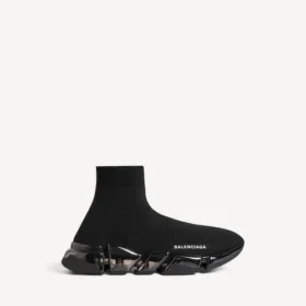 Speed 2.0-sneaker til mænd med fuld gennemsigtig sål i genanvendt strik i sort