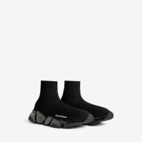 Speed 2.0-sneaker til mænd med fuld gennemsigtig sål i genanvendt strik i sort
