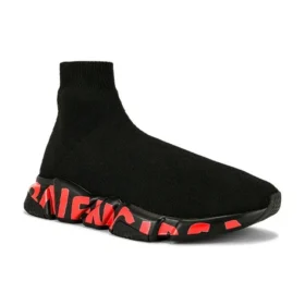 Speed 2.0 Sneakers “Sort strik med rødt graffiti og sort sål” 645334W2DBY1016