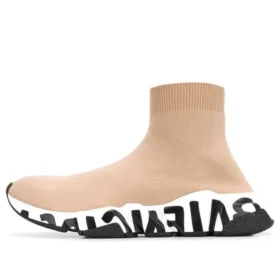 Speed Graffiti-sneakers “Beige strik med hvid og sort graffiti-sål” 605942W2DB79791