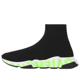 Speed Graffiti-sneakers “Sort strik med fluorescerende grøn graffiti-sål” 605972W05GY1935