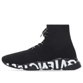 Speed Lace Up Sneakers “Sort genanvendt strik med sort og hvid graffiti-sål” 617251W2DB71006