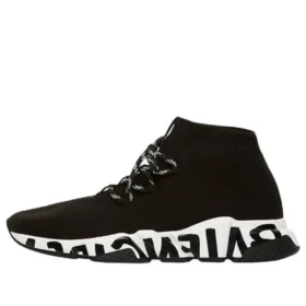 Speed Lace Up Sneakers “Sort genbrugsstrik med sort graffiti-sål” 621611W05GE1015