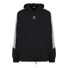Sporty B Striped Hættetrøje Oversized “Black White” 704023TMVG23869