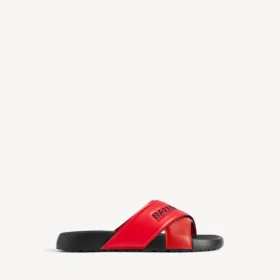 Sporty pool-sandaler til mænd i sort/rød