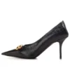 Square Knife BB-pumps i læder med krokodille-look “Black” 734238WBE711000