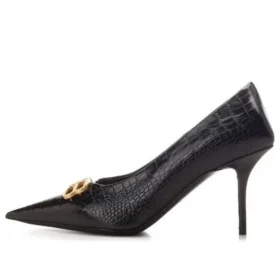 Square Knife BB-pumps i læder med krokodille-look “Black” 734238WBE711000