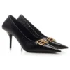 Square Knife BB-pumps i læder med krokodille-look “Black” 734238WBE711000