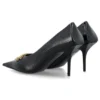 Square Knife BB-pumps i læder med krokodille-look “Black” 734238WBE711000