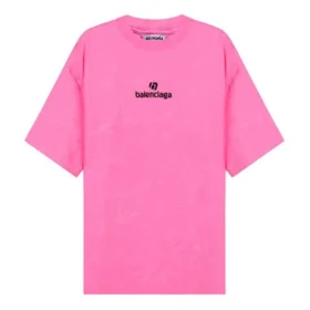 SS21 Broderet T-shirt med rund hals, lyserød 641532TJVA95764 SS21 Broderet T-shirt med rund hals, lyserød 641532TJVA95764