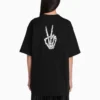 SS21 Drip Peace T-shirt med print i stor pasform, sort 641655TKVA11012