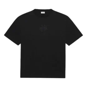 SS21 Logo-mønster, rund hals, korte ærmer, unisex, sort 641655TKV711069