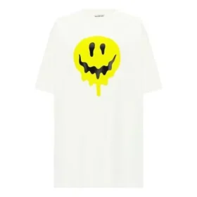 SS21 Løs kortærmet T-shirt med smilende ansigt, hvid 641655TKVA18639
