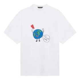 SS21 Retro-T-shirt i glatvævning, stor pasform, korte ærmer, unisex, hvid 657059TKV949000
