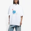 SS21 Retro-T-shirt i glatvævning, stor pasform, korte ærmer, unisex, hvid 657059TKV949000