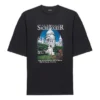 SS21 Retro-T-shirt i glatvævning, stor størrelse, korte ærmer, unisex, sort 641614TJVH61000