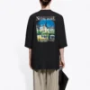 SS21 Retro-T-shirt i glatvævning, stor størrelse, korte ærmer, unisex, sort 641614TJVH61000
