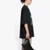 SS21 Retro-T-shirt i glatvævning, stor størrelse, korte ærmer, unisex, sort 641614TJVH61000
