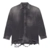 SS21 Ripped Denim-skjorte til mænd, sort 657610TBP191090
